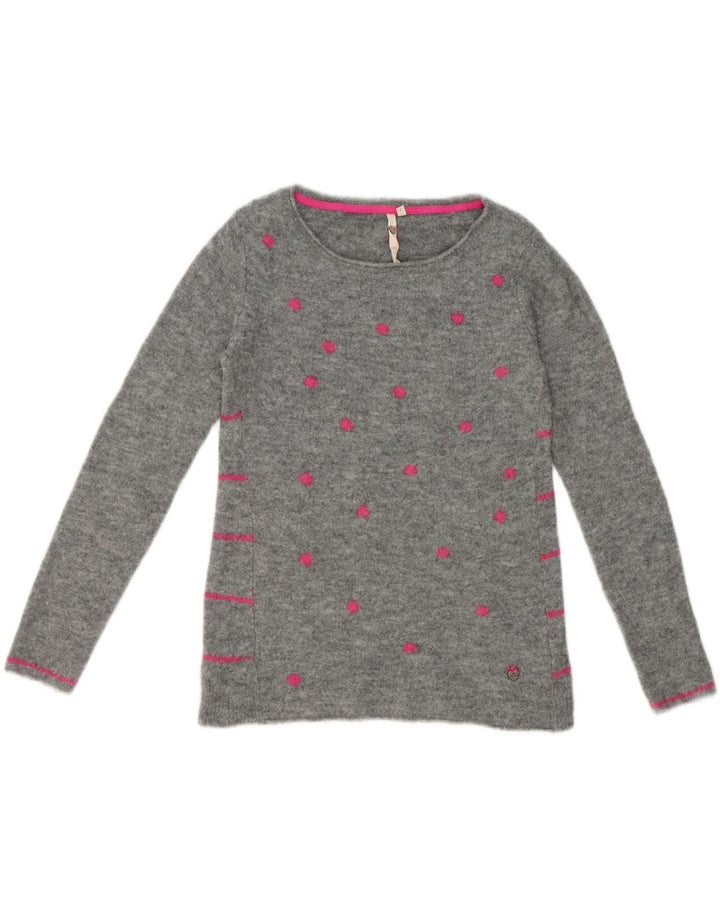 WHITE STUFF Womens Boat Neck Jumper Sweater UK 8 Small Grey Spotted Vintage White Stuff and Second-Hand White Stuff from Messina Hembry 