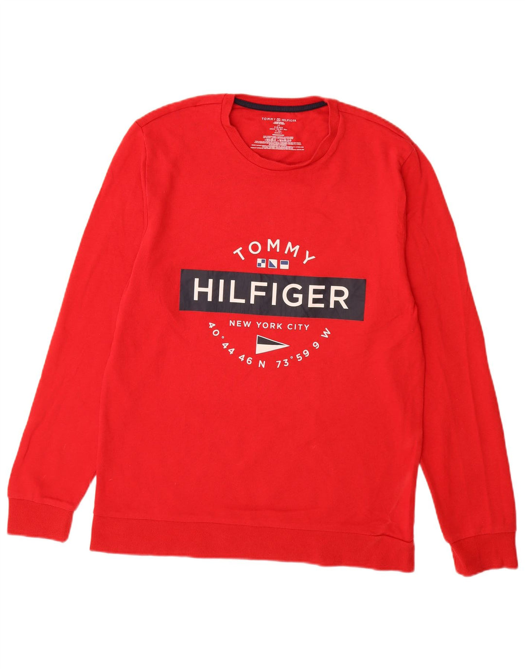 Męska bluza z grafiką TOMMY HILFIGER, duża, czerwona, bawełniana