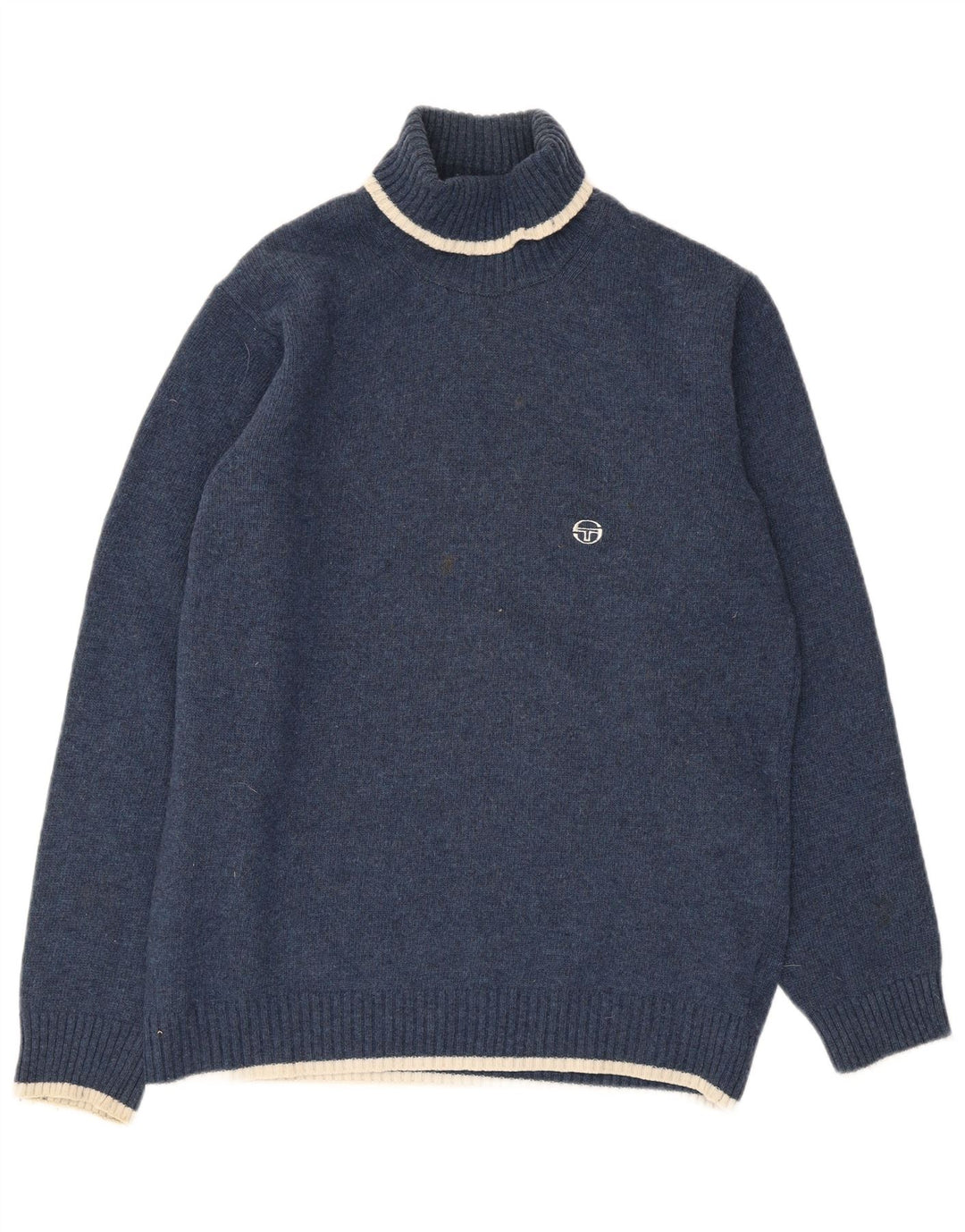 Sergio Tacchini Męski sweter z golfem, duży, granatowy, wełniany