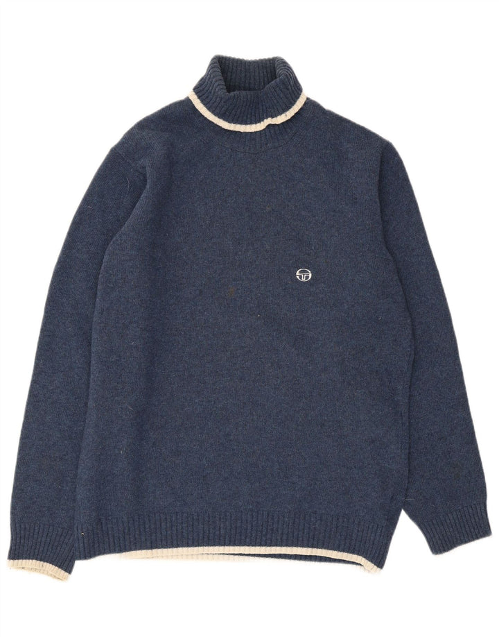 Sergio Tacchini Męski sweter z golfem, duży, granatowy, wełniany