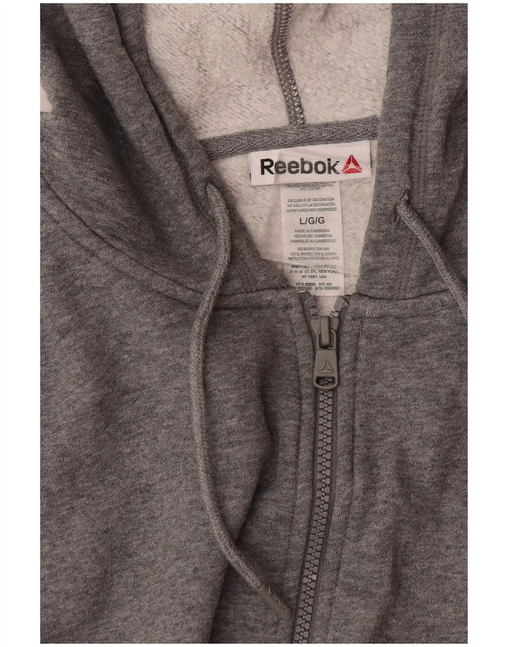 Męski sweter z kapturem i zamkiem błyskawicznym Reebok, duży, szary, bawełniany
