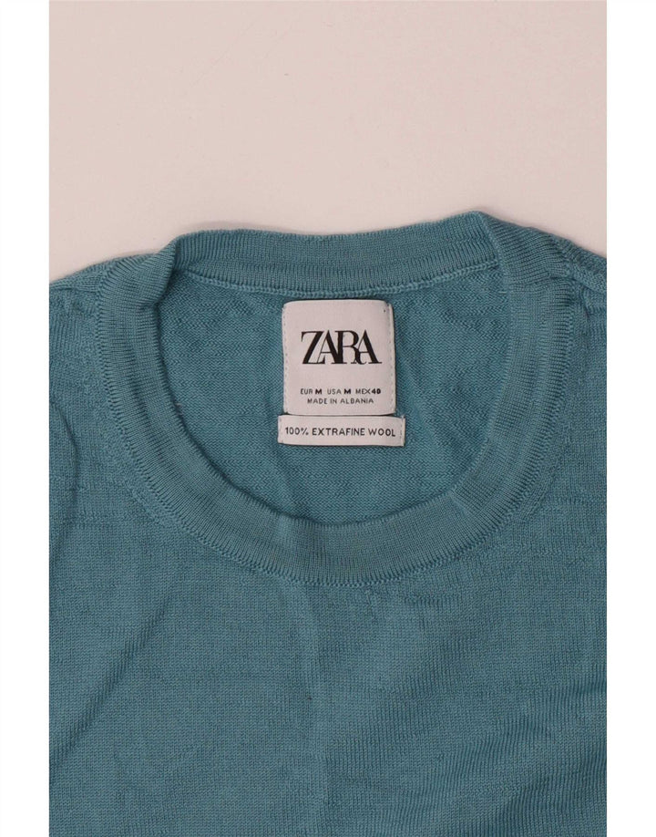 Męski sweter z okrągłym dekoltem Zara, średni niebieski