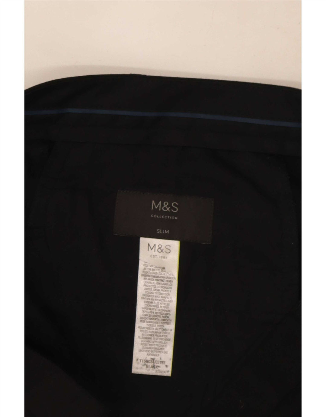 Marks & Spencer Męskie spodnie garniturowe slim fit W34 L32 czarne