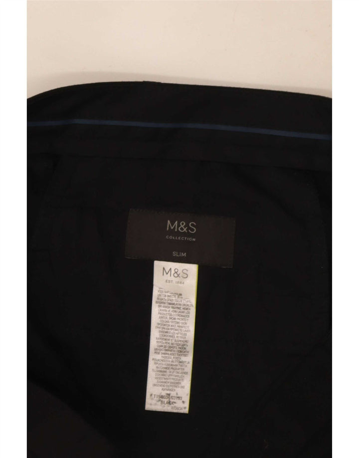 Marks & Spencer Męskie spodnie garniturowe slim fit W34 L32 czarne