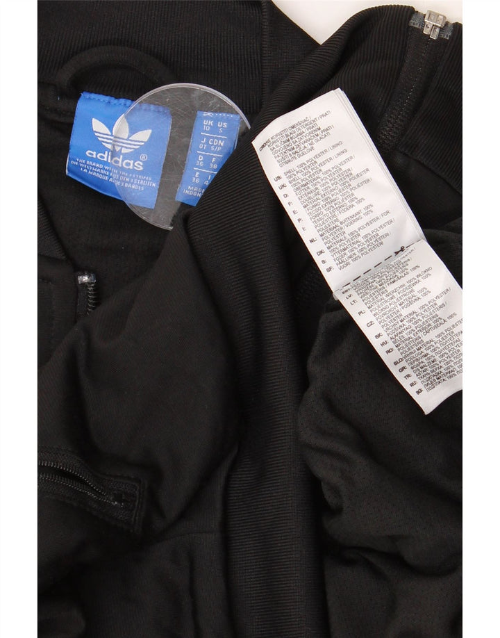 Damska kurtka dresowa ADIDAS z grafiką UK 10, mała, czarna, poliester