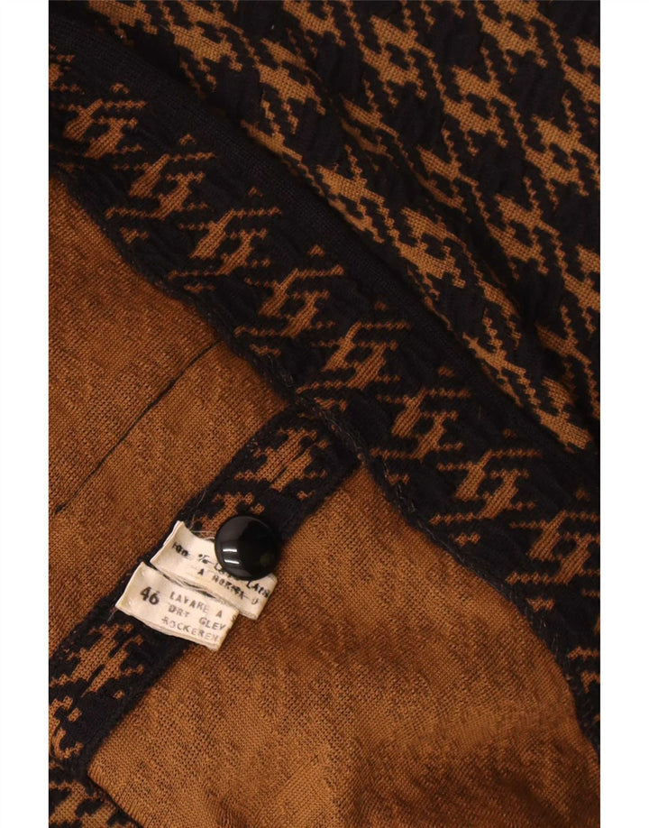 Sweter damski w stylu vintage IT 46, duża, brązowa wełna w pepitkę