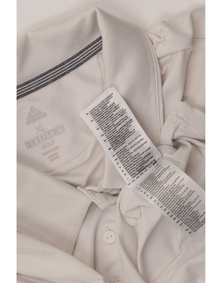 Damska koszulka polo Adidas UK 18 XL, biała, poliestrowa