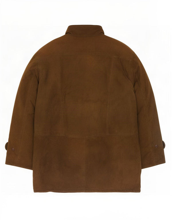 Aquascutum Mens Suede Overcoat UK 40 Large Khaki Leather