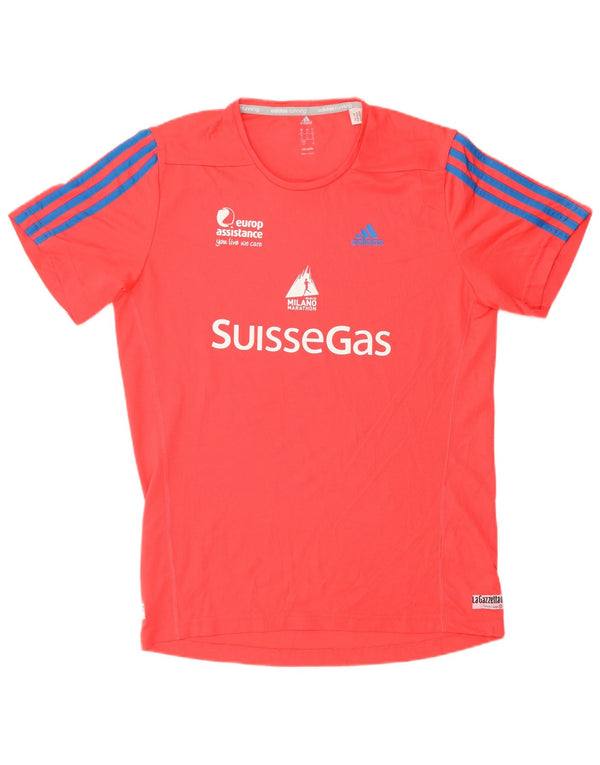 Męski T-shirt ADIDAS Climalite z grafiką, mały, czerwony poliester