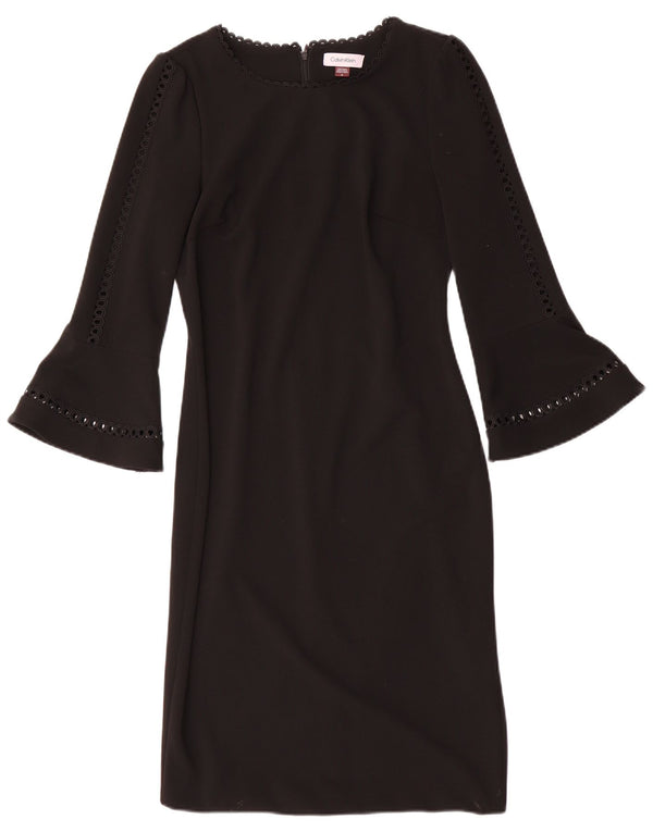 CALVIN KLEIN Damska sukienka płaszczowa z rękawem 3/4 US 8, średni czarny poliester