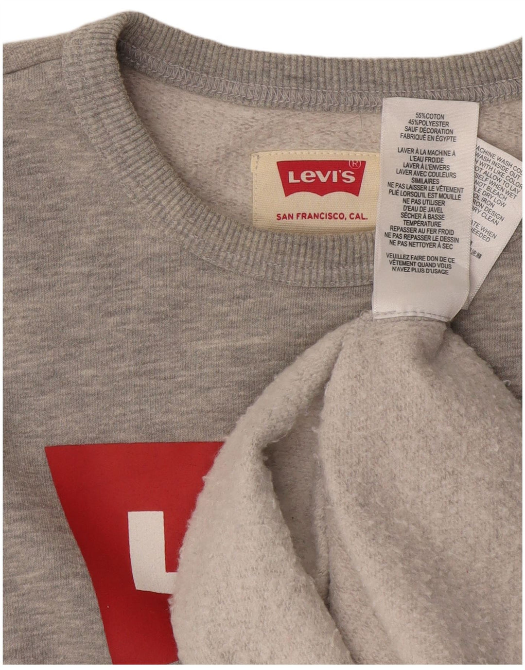 Bluza chłopięca LEVI'S z grafiką, 12-13 lat, szara bawełna