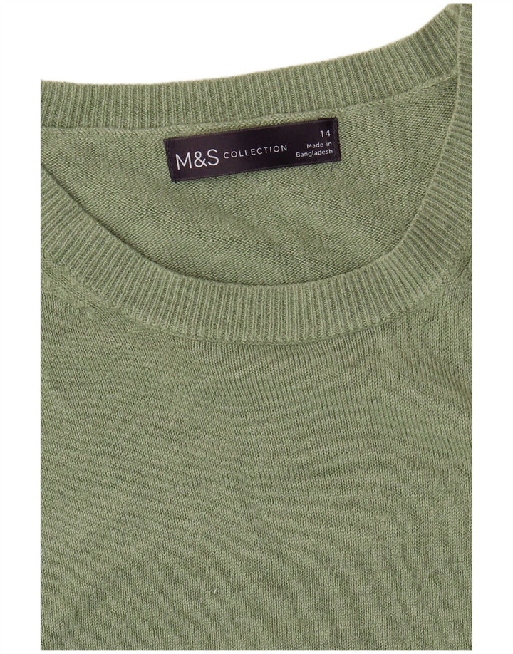 Marks & Spencer Damski sweter z dekoltem w łódkę, UK 14, średni zielony