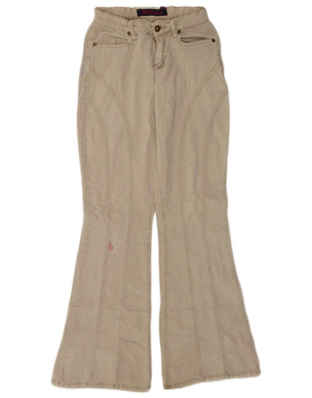 Damskie sztruksowe spodnie Fishbone Flare W27 L32 Beżowe