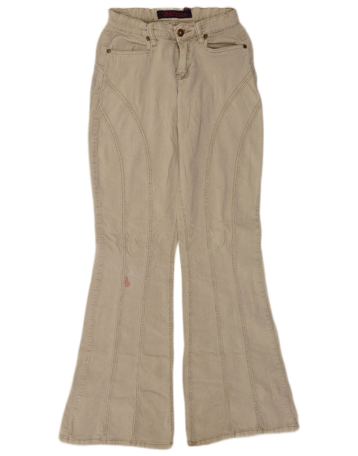 Damskie sztruksowe spodnie Fishbone Flare W27 L32 Beżowe
