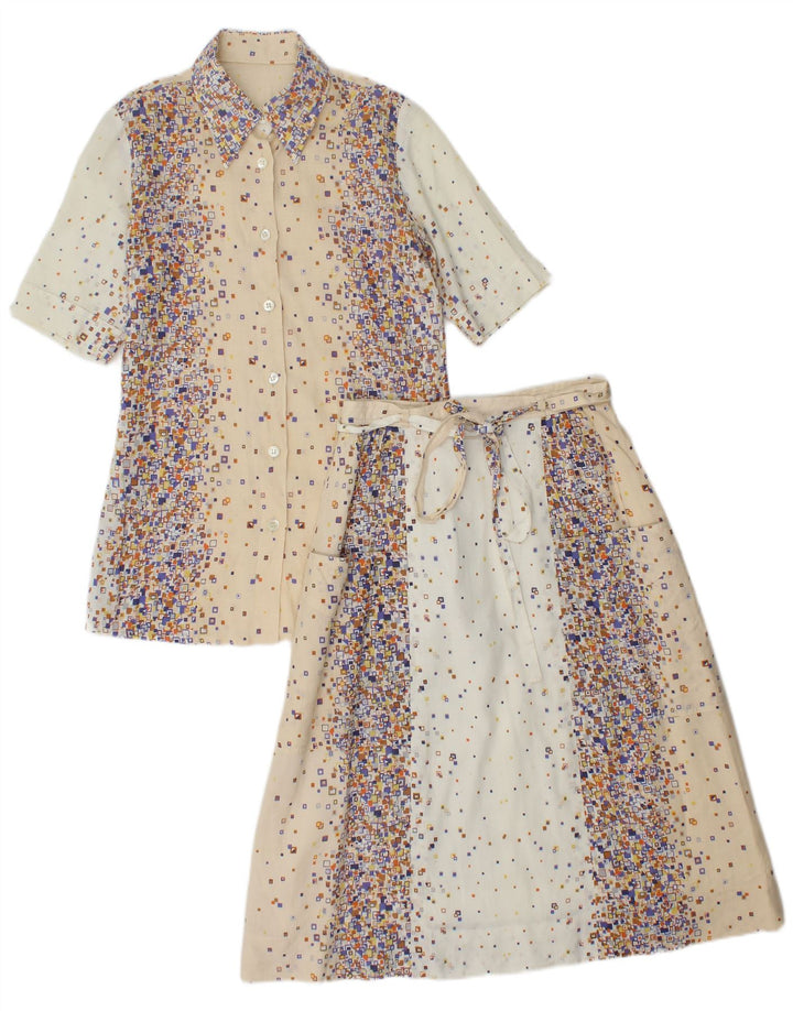 PANCALDI & B Damski 2-częściowy zestaw spódnic UK 4 XS W24 Beżowa, geometryczna bawełna