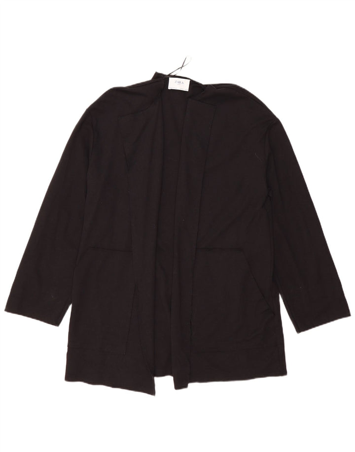 Damski kardigan o długim kroju, oversize, UK 10, mały, czarny, bawełniany