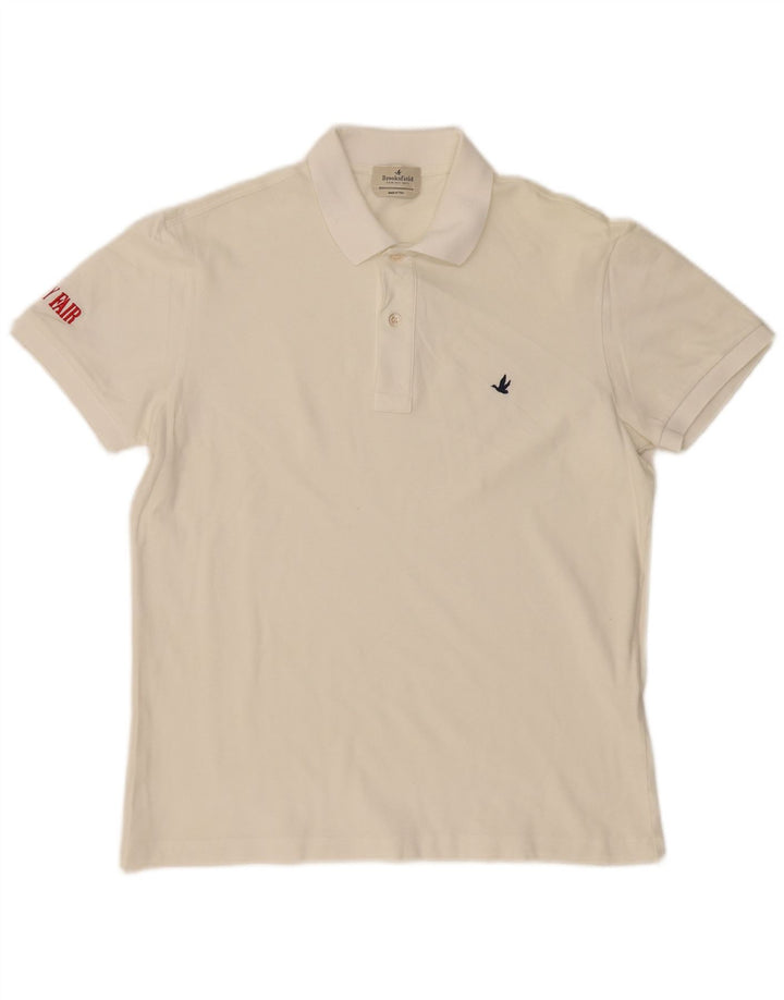 BROOKSFIELD Mens Graphic Polo Shirt IT 50 Medium White
