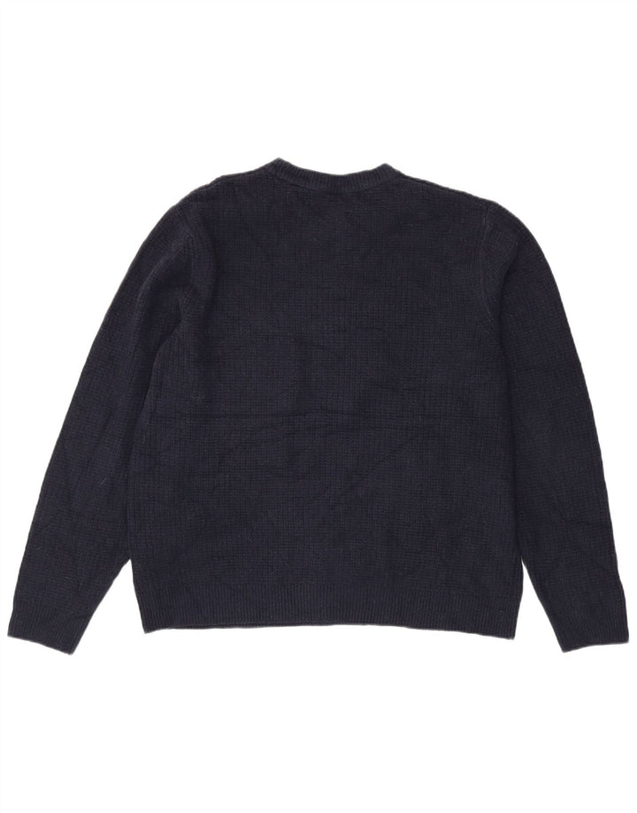 Marks & Spencer Męski sweter z okrągłym dekoltem, duży, granatowy, akrylowy