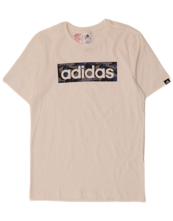 Chłopięca koszulka z grafiką Adidas, 13-14 lat, biała bawełna