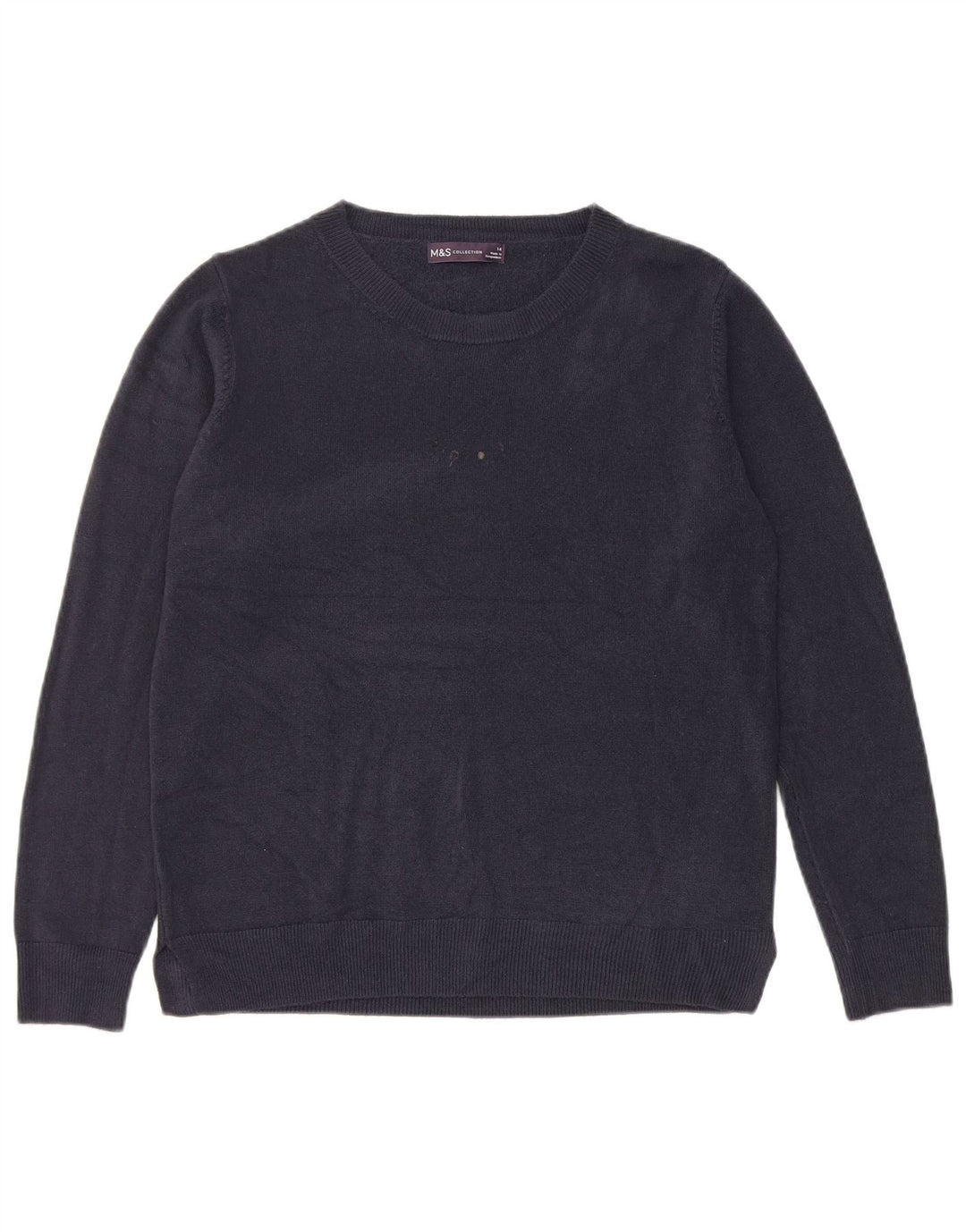 Marks & Spencer Damski sweter z dekoltem w łódkę, UK 14, średni granatowy