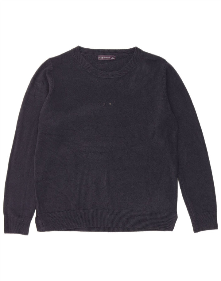 Marks & Spencer Damski sweter z dekoltem w łódkę, UK 14, średni granatowy