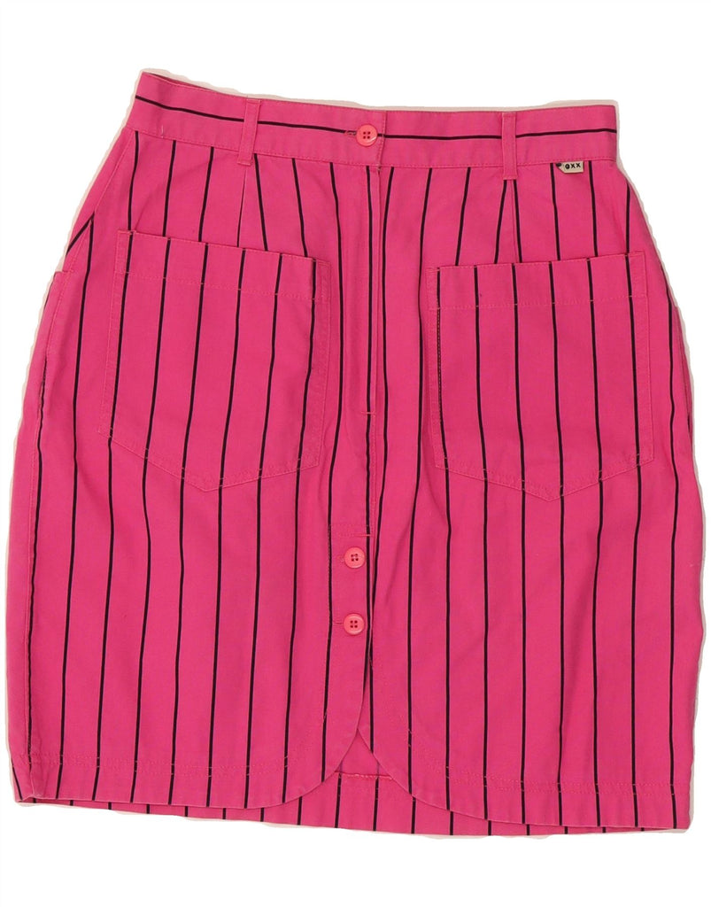 MEXX Womens Pencil Skirt IT 40 Small W27  Pink Striped Cotton Vintage Mexx and Second-Hand Mexx from Messina Hembry 
