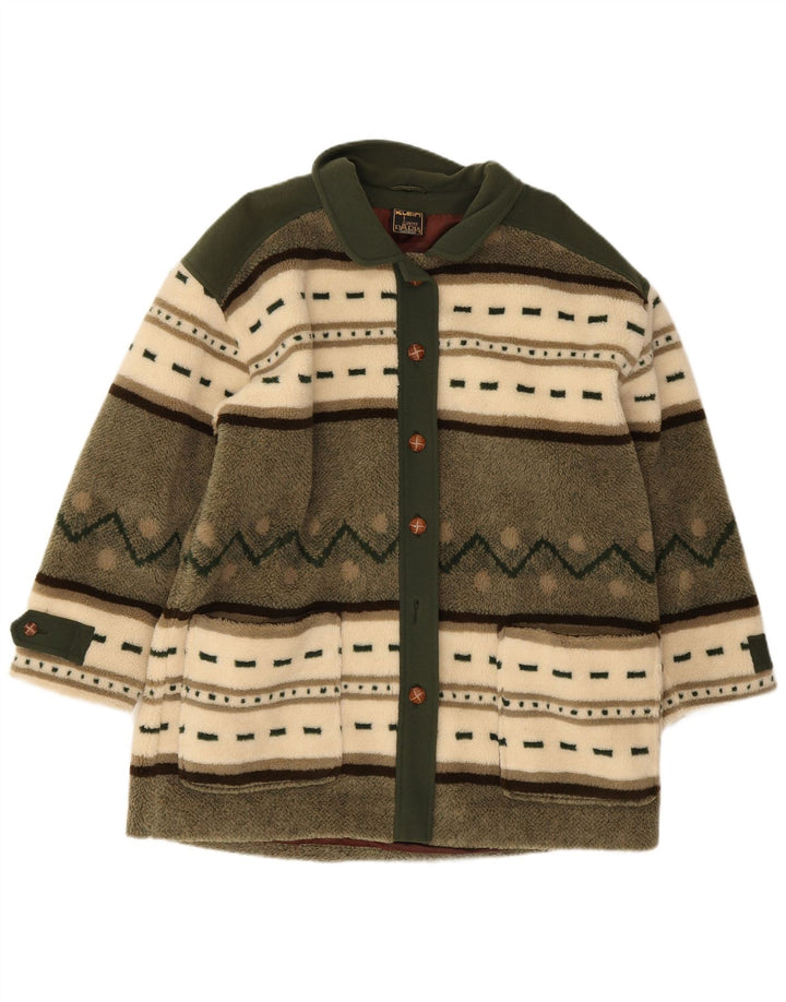 Vintage damski płaszcz polarowy oversize EU 40 w kolorze średniej zieleni