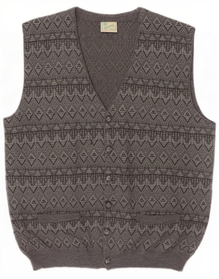 Męski sweter bez rękawów w stylu vintage 2XL Szary Argyle/Diament