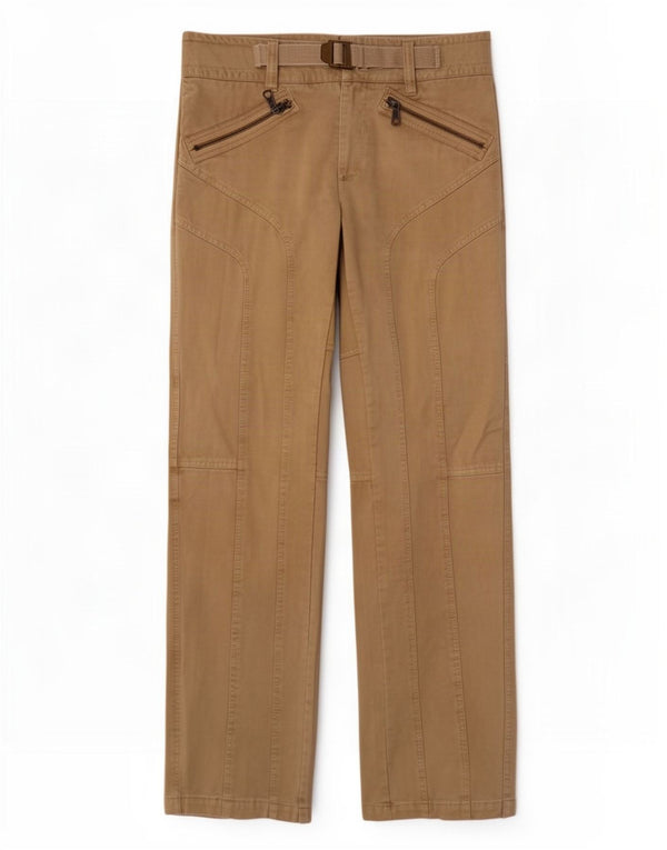 Męskie proste spodnie na co dzień w stylu vintage IT 48 Medium W32 L34 Khaki Cotton