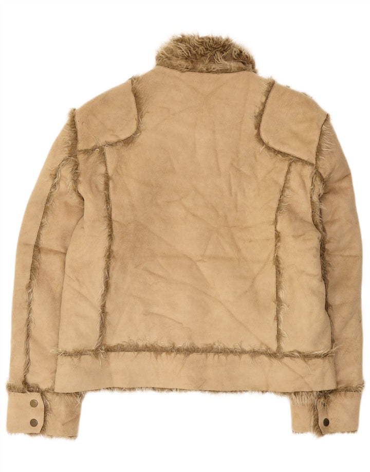 Kurtka damska Zara Sherpa UK 16, duża, beżowa, akrylowa