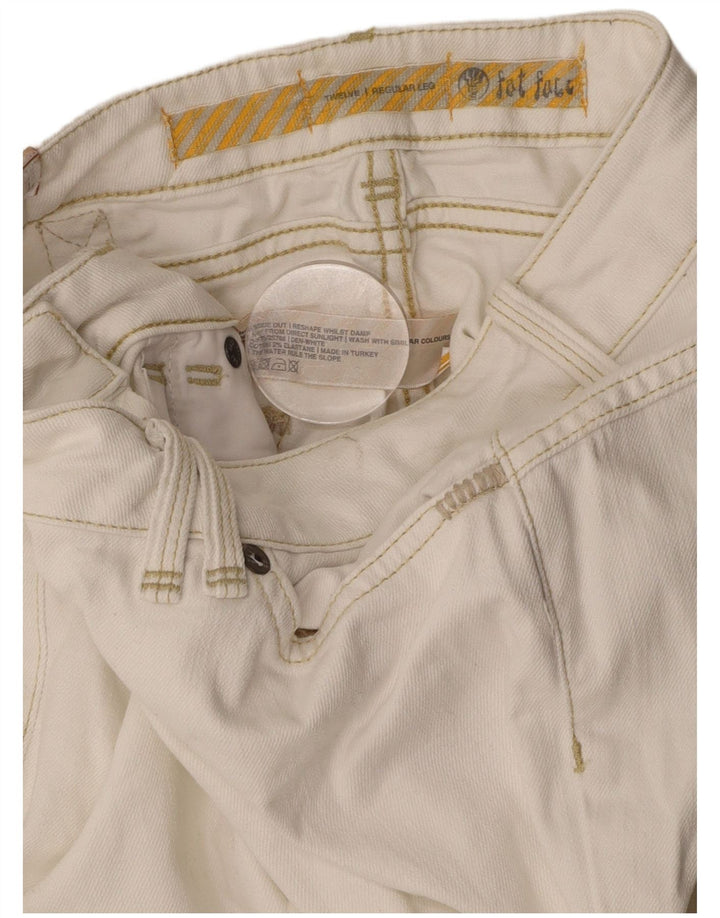 Damskie proste dżinsy FAT FACE z niską talią UK 12 średnie W32 L31 białe