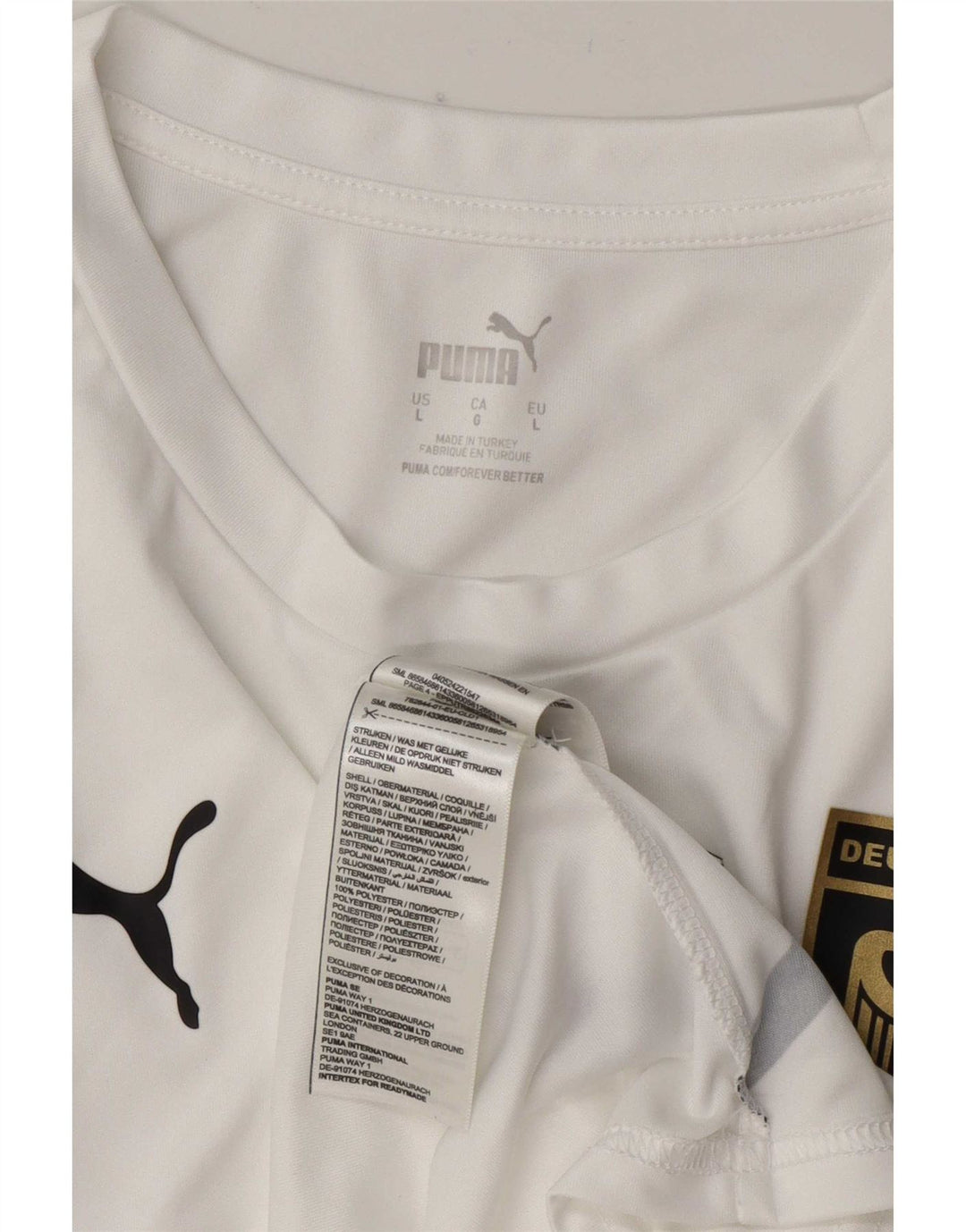 Męska koszulka Puma Deutshland z grafiką, duża, biała, poliestrowa