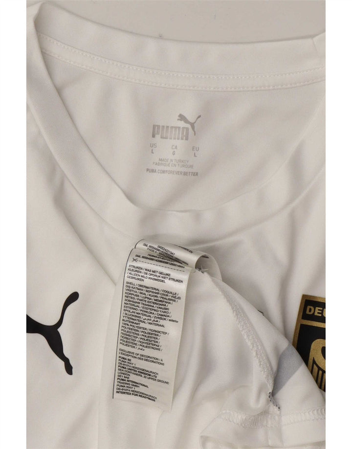 Męska koszulka Puma Deutshland z grafiką, duża, biała, poliestrowa