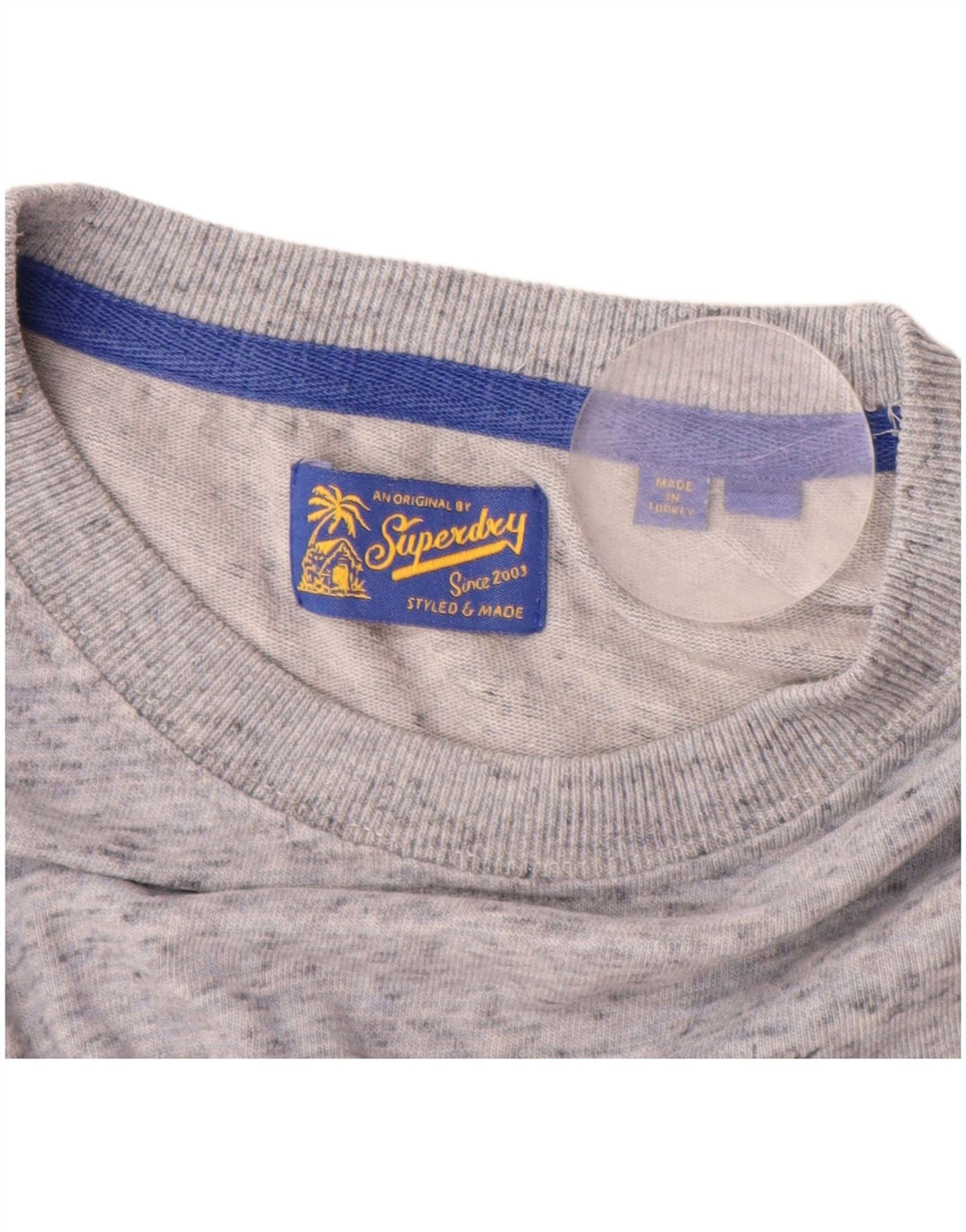 Męski T-shirt SUPERDRY z grafiką, średnioszary, bawełniany w cętki