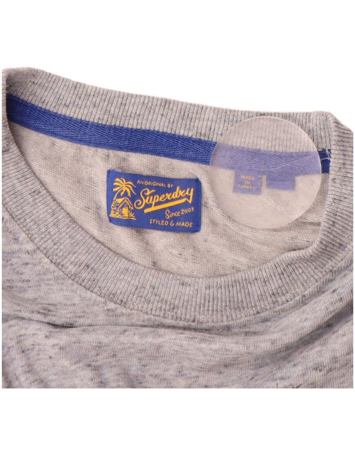Męski T-shirt SUPERDRY z grafiką, średnioszary, bawełniany w cętki