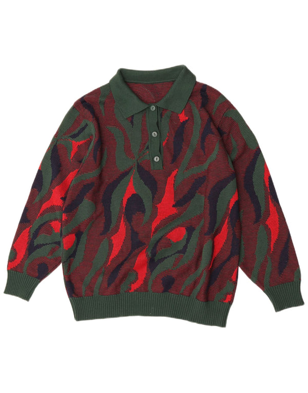 Vintage damski sweter polo IT 46, duży, wielokolorowy