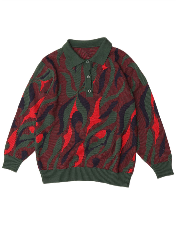 Vintage damski sweter polo IT 46, duży, wielokolorowy