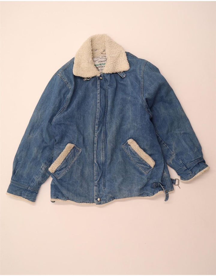 Męska kurtka dżinsowa Sherpa VINTAGE UK 40, duża niebieska bawełna