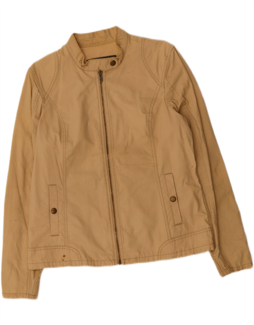 EDDIE BAUER Womens Seattle Bomber Jacket UK 16 Large Beige Cotton