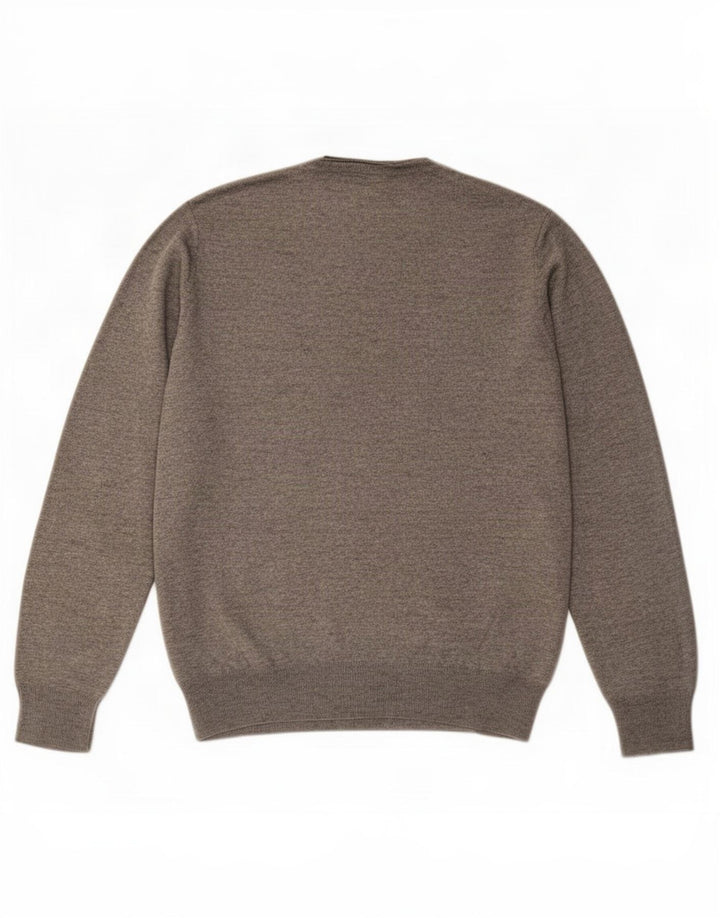 Męski sweter z okrągłym dekoltem Fred Perry, średnioszary, nakrapiany