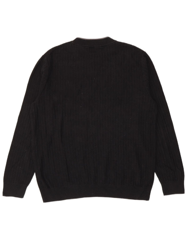 Męski sweter z okrągłym dekoltem Fred Perry XL, czarny, bawełniany
