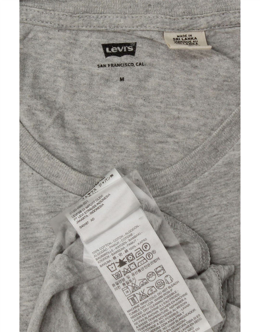 Męska koszulka Levi's Top, średnia, szara, bawełniana nakrapiana