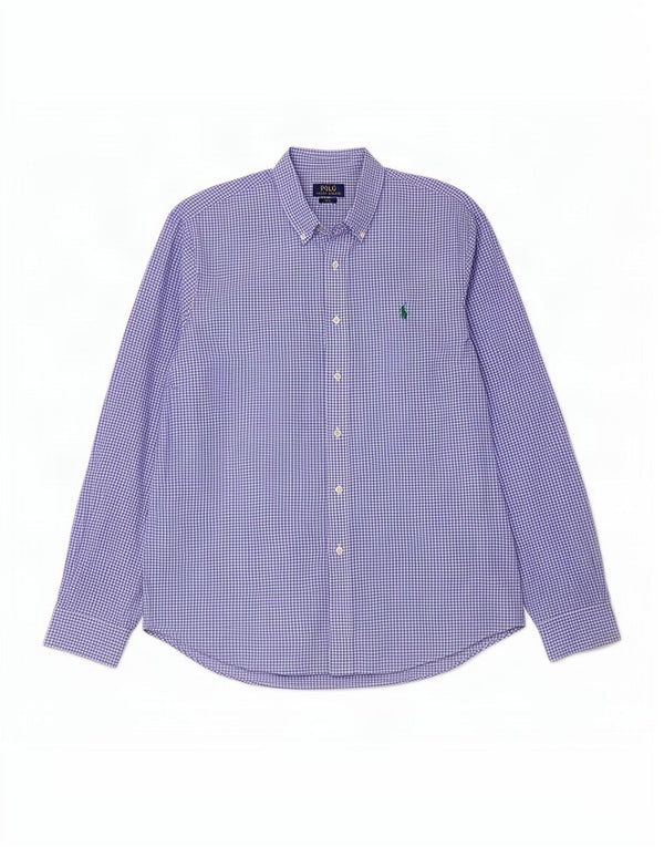 Polo Ralph Lauren Mens Slim Fit Shirt XL Blue Gingham Cotton