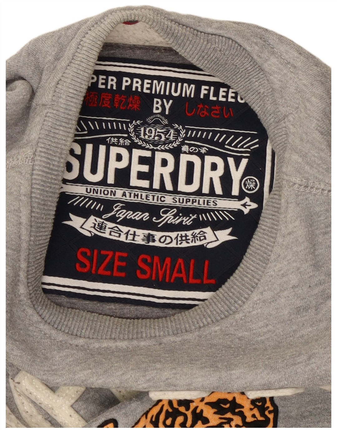 Męski sweter z grafiką Superdry, mały, szary, bawełniany