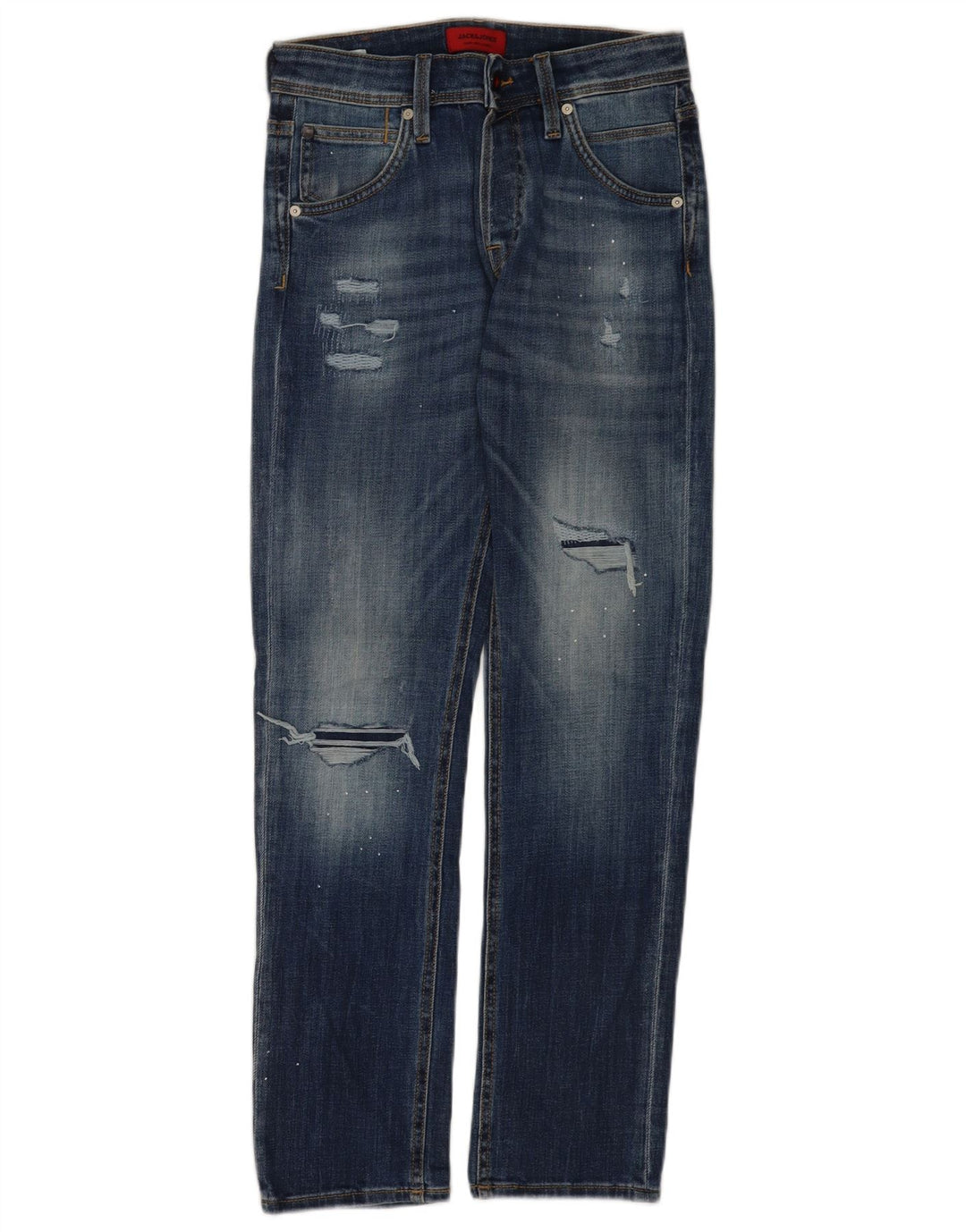 Męskie jeansy typu slim w trudnej sytuacji Jack & Jones W28 L30, niebieska bawełna