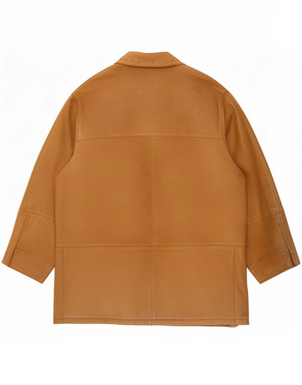 Vintage damski oversize'owy zamszowy płaszcz IT 50 XL w kolorze beżowym