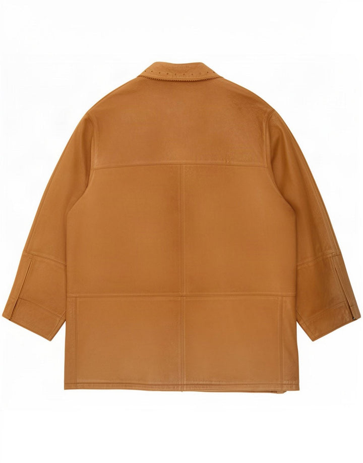 Vintage damski oversize'owy zamszowy płaszcz IT 50 XL w kolorze beżowym