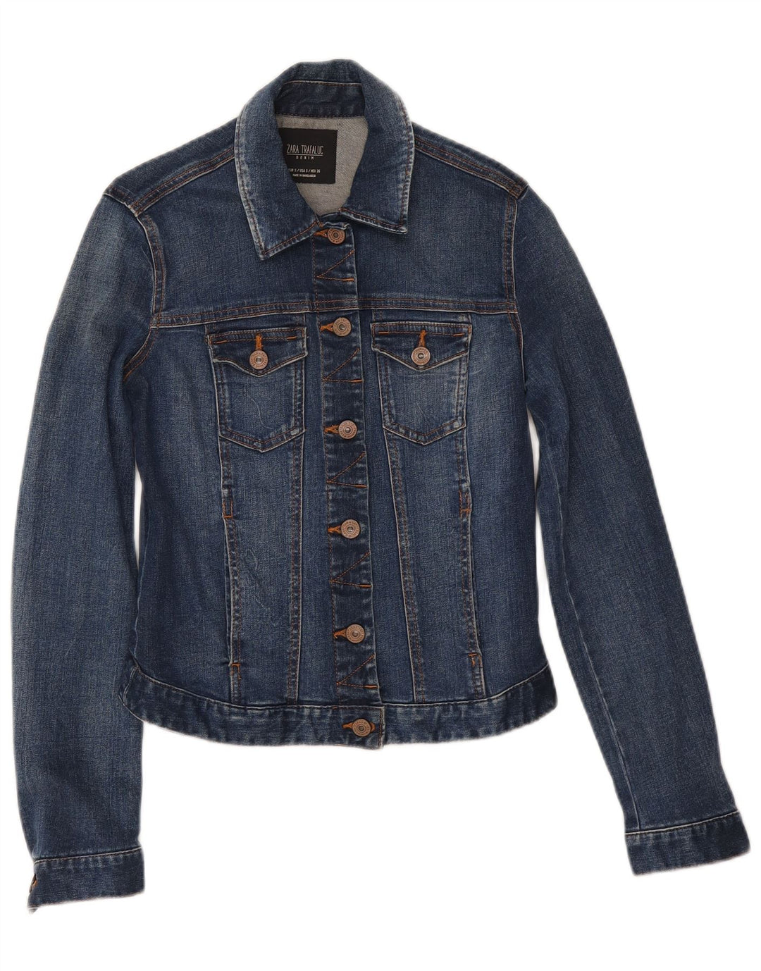 Damska kurtka dżinsowa Zara Crop UK 10 Small, niebieska bawełniana