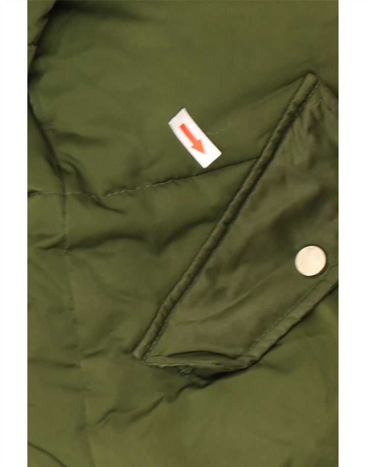 Topshop Damska kurtka z kapturem, oversize, wyściełana, UK 10, mała, khaki, poliester
