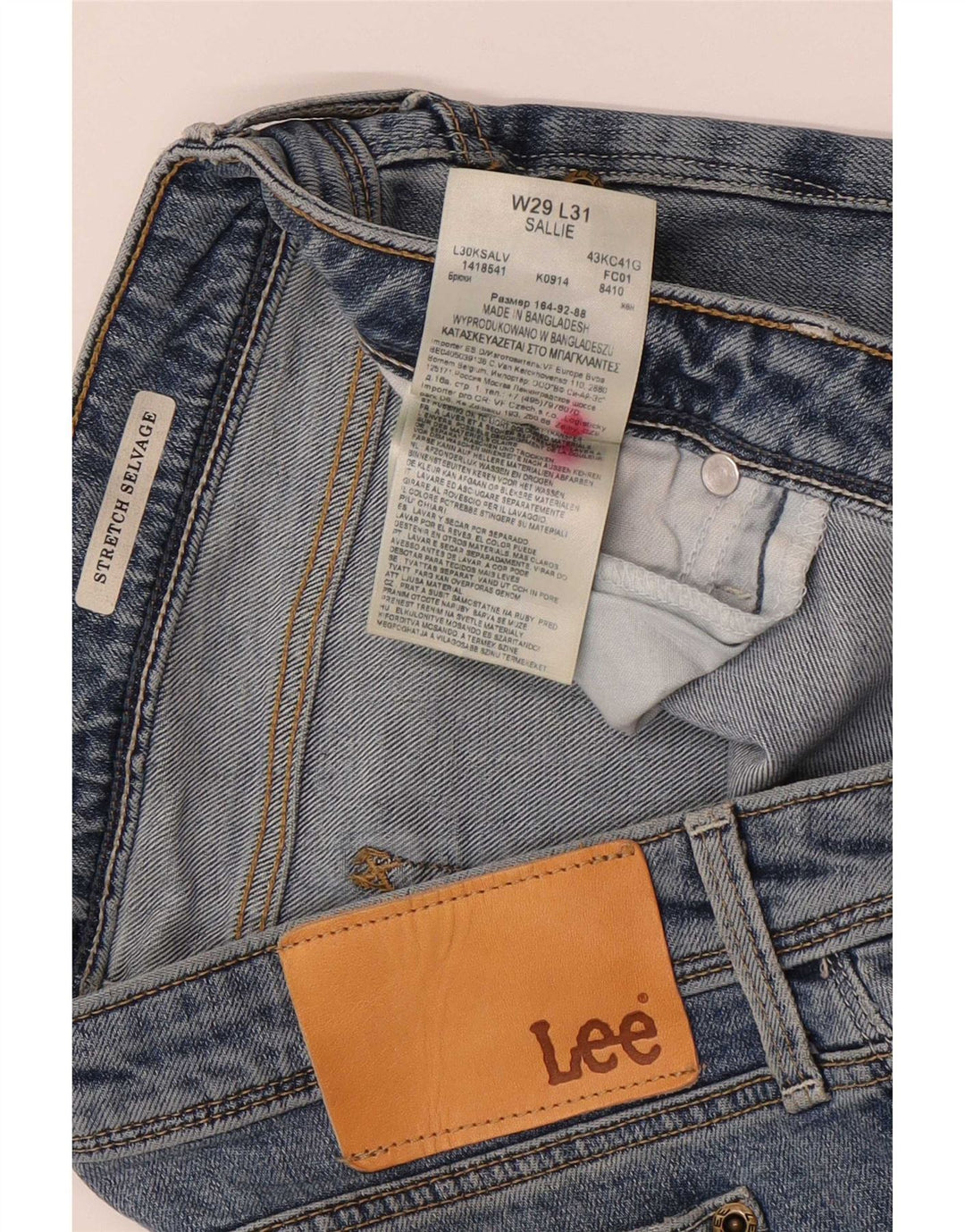 Męskie jeansy Lee Selvage Stretch W29 L31 z niebieskiej bawełny